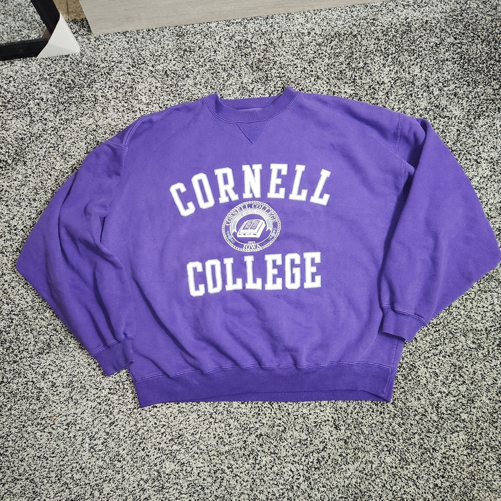 Vtg 90s 80s Gear For Sport Cornell College Crewneck Sweatshirt Mens Purple Retro
